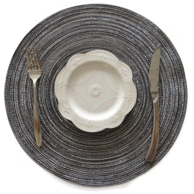 2 шт семейный коврик из рами, изоляционный коврик, круглый коврик, кухонные аксессуары, декоративный домашний коврик, черный и бежевый