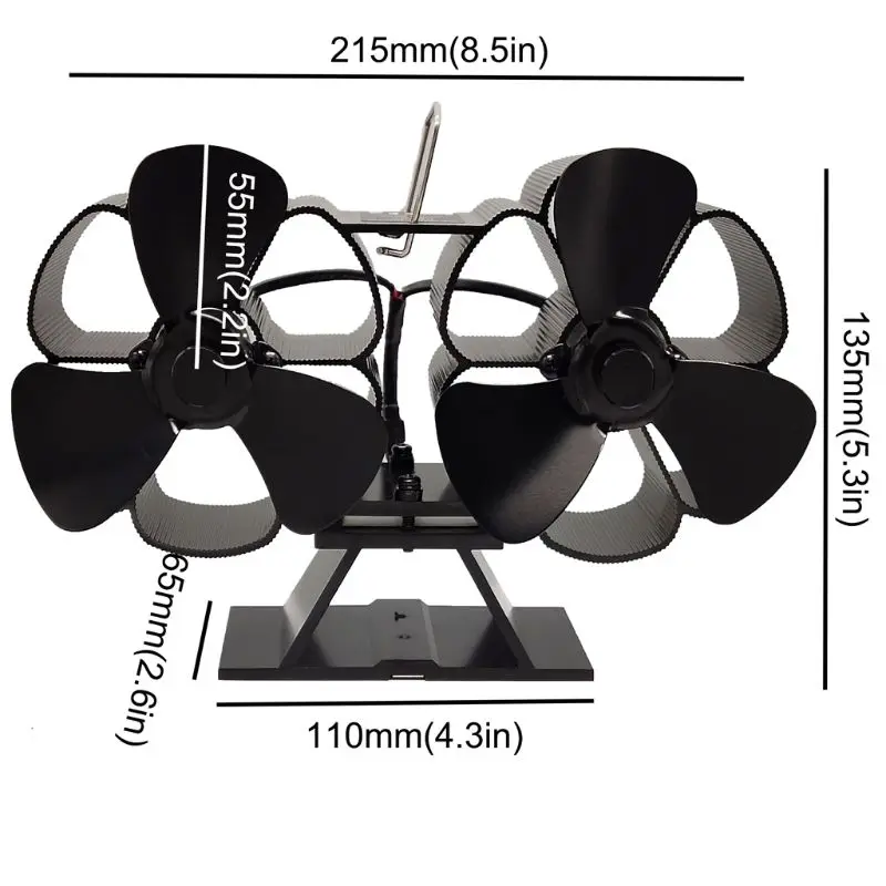 Двойной двигатель 6 лопастей Тепловая печь камин экологичный тепловентилятор