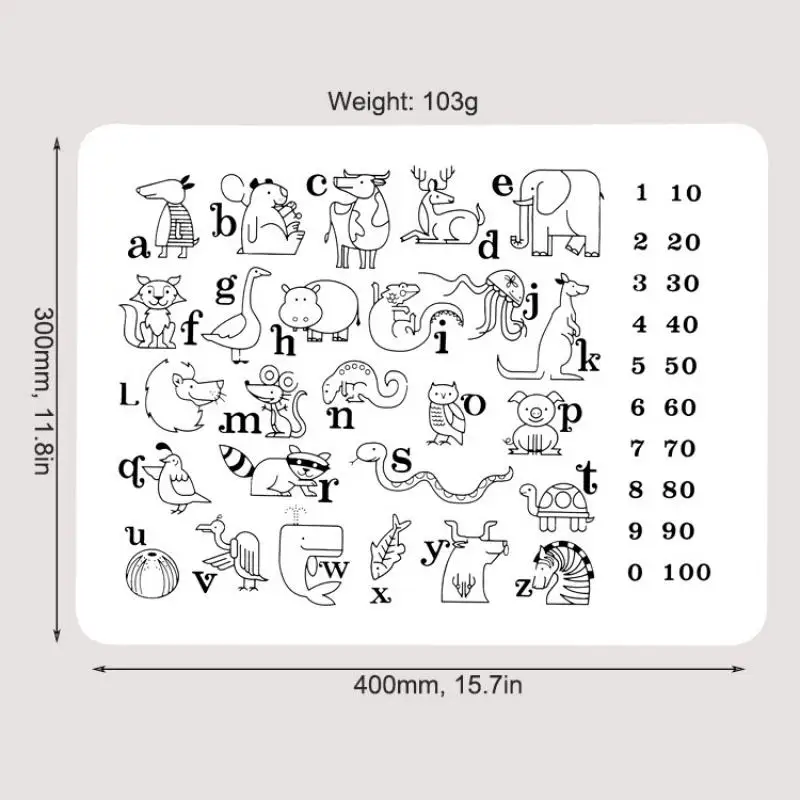 Reusable Graffiti Silicone Placemat Washable Drawing Mat Colouring Alphabet Number Dining Table Mats Baby Learning Silicone Pad