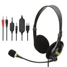 Wired Stereo Headphone USB 3 5mm Interface Gaming Headset Computer PC with Mic X6HA