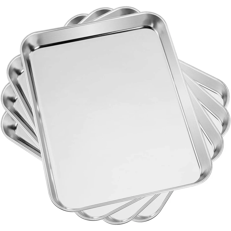 

Baking and Biscuit Flakes, 4 Per Set, Stainless Steel Compact Oven Oven Pan Oven Professional Oven, Heavy Duty, Deep Edge, Premi