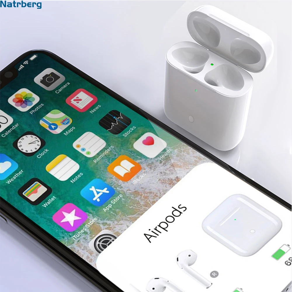 Najtaniej Bezprzewodowa wymiana obudowy ładowania Qi dla Airpods 450Mah ładowanie Bluetooth z parowaniem Pop up Windows dla Airpods Pod strąkami 1 2