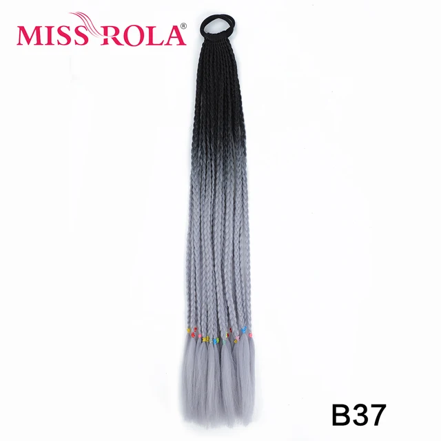 Synthetic Chignon Hair 60cm Hair Color Gradient Dirty Braided Ponytail Women Elastic Hair Rubber Band Hair Accessories Headband B37
