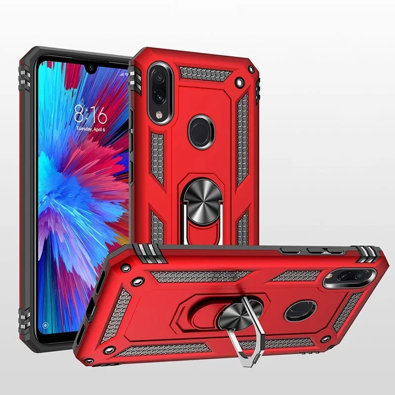 

Anti-Fall Armor phone Case for Redmi Note 7 7pro Metal Rings Shockproof Bumper Cover for xiomi redmi note7 7pro Silicone shell