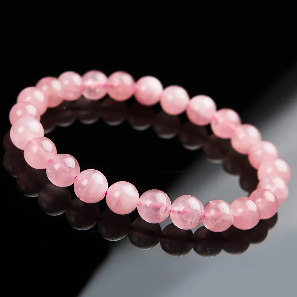 

8mm Genuine Madagascar Natural Rose Quartz 3 Laps Bracelet Fpr Love Women Gift Stretch Crystal Stretch Pink Round Beads AAAAA