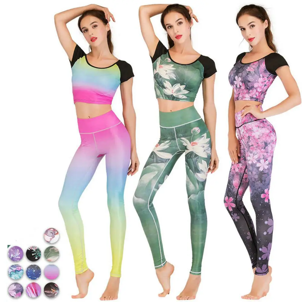 

Новинка 2023, Женский комплект для йоги с принтом, комплект из 2 предметов для женщин, тренировочные леггинсы, спортивный женский костюм для фитнеса, женская спортивная одежда