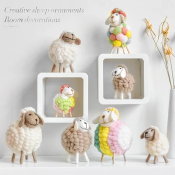 

1 Pcs Mini Wooden Stuffed Plush Sheep Embellishment Decoration for Home & Parlor DIY Trinkets The Sheep Home Decoration Modern