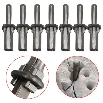 

7 Set New Stone Splitter 9/16in Metal Plug Wedges and Feathers Shims Concrete Rock Splitters Hand Tool