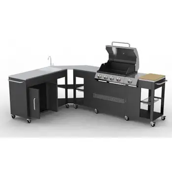 

[ES Warehouse] Stainless coated steel Barbecue gas grill 4 + 1 burner with a large cooking surface Free Drop Shipping