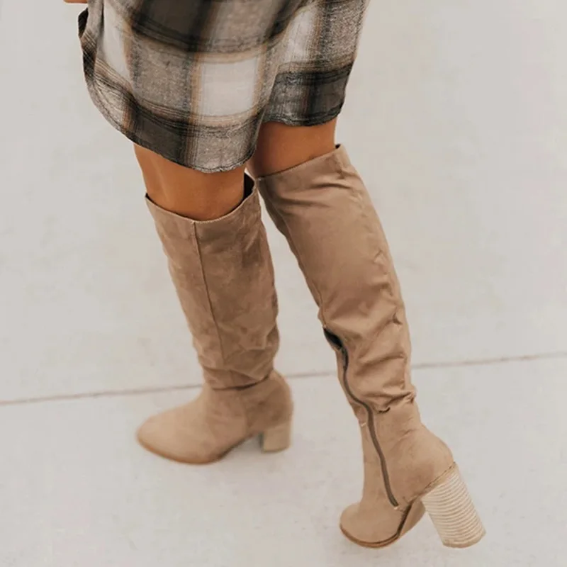Adisputent/женские ботинки; пикантная женская обувь на высоком каблуке со шнуровкой; зимние сапоги до колена на шнуровке; теплые модные ботинки; Размеры 35-43; коллекция года