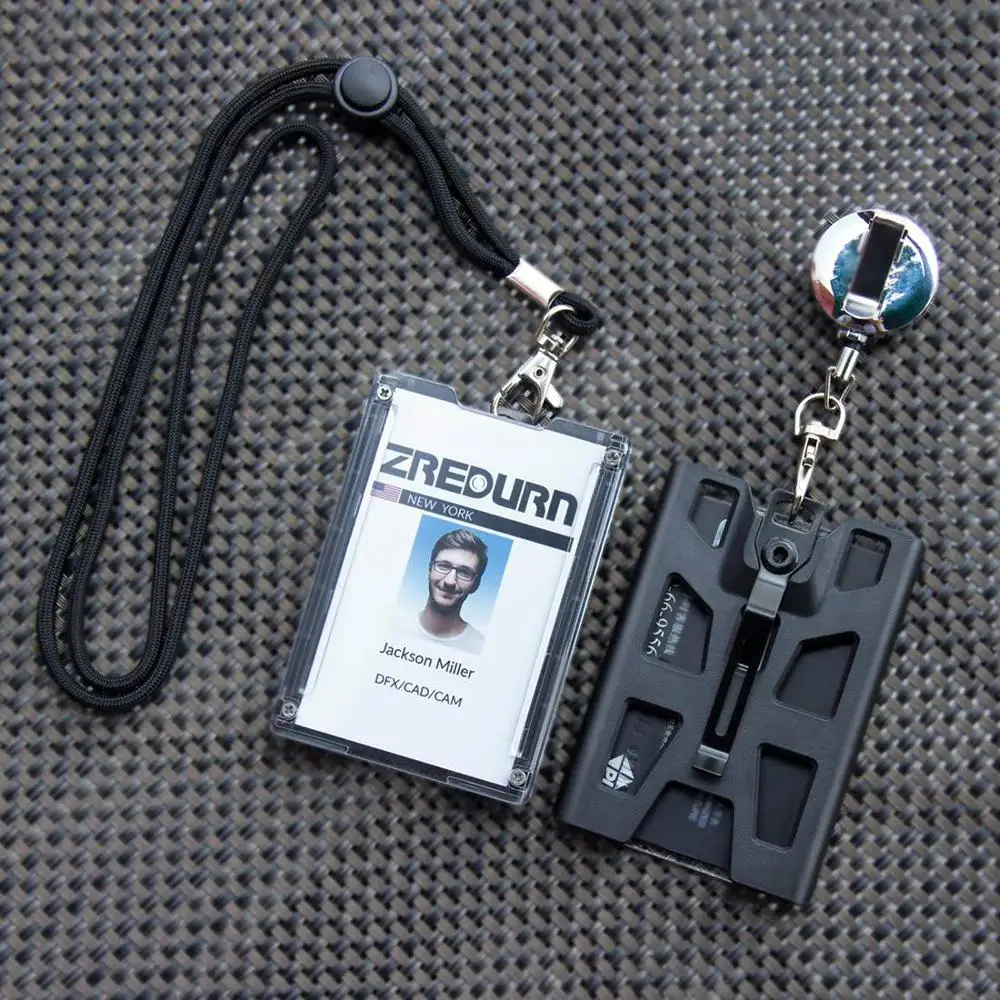ZAYEX  Badge Holder Wallet Durable ID Card Holder with Lanyard  Clip for Offices, School,Driver Licence, Holds 1-4 Cards