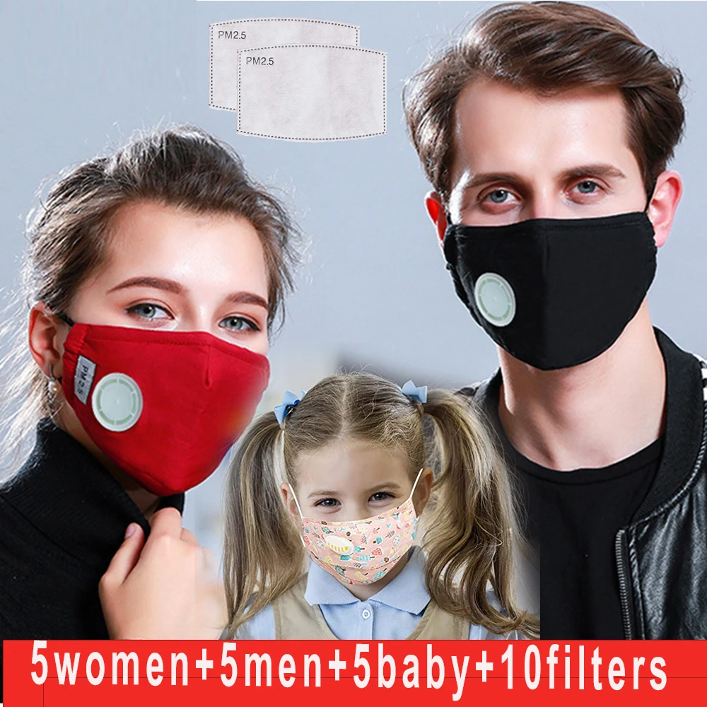 

Fashion Women Men Baby Cotton Breath Valve PM2.5 Mouth Mask Anti-Dust Anti Pollution Mask Cloth Activated carbon filter respirat