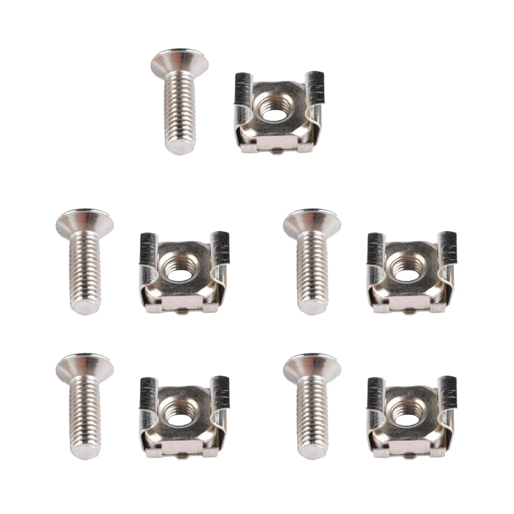 5 Pack Lot - M5*20 Rack Mount Cage Nuts & Screws w/ Washers - Square Clips