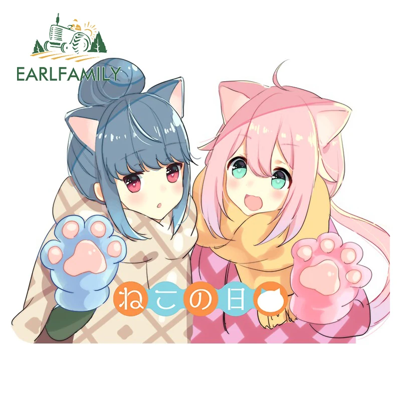 

EARLFAMILY 13 см x 11,6 см для Rin и Nadeshiko принтом в виде кота для девочек, сделай сам наклейки на машину виниловая Материал 3D забавные аниме прикуса царапин наклейка