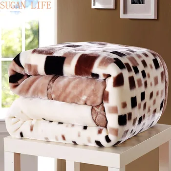 

2-6 Kilograms Thick Warm Fluffy Super Soft Raschel Blankets Double Layer Winter Mink Throw Fat Quilts Single Double Size Blanket