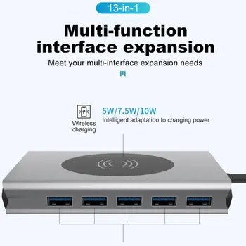 

13 ports USB C Docking Station HDMI RJ45 VGA AUX PD USBC Hub for Laptop Macbook Pro with 3.5mm Headphone Jack Type C Hub