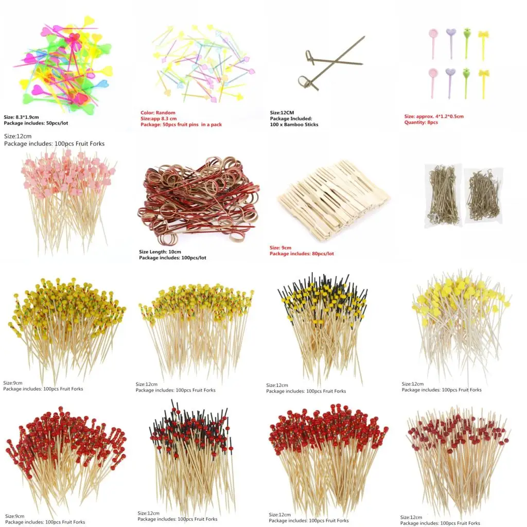 50/80/100Pcs 9/12cm Disposable Bamboo Fork Twisted Party Buffet Fruit Desserts Food Cocktail Sandwich Fork Stick Pick Skewer