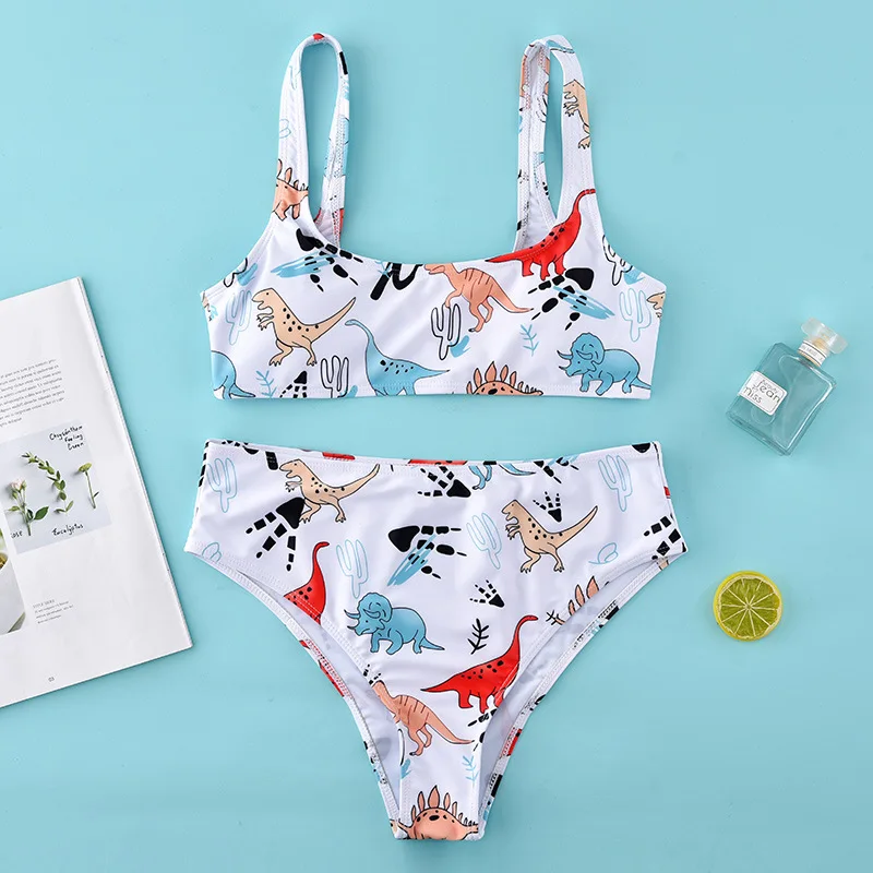 

Roseheart Summer White Sexy Bikini Sets Women Swimsuit Swimwear High Waist Bathing Suit Female Beach Style Holiday Cartoon