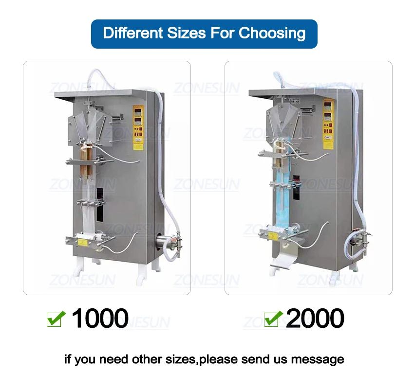 ZONESUN Автоматическая машина для наполнения мешков с водой 2200 мешков/час Чистое саше Молочный сок Жидкий мешочек для наполнения и запайки 