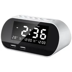 Будильник для спальни FM Радио календарь светодиодный цифровой дисплей 2 USB зарядное устройство US Plug