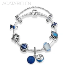 925 стерлингового серебра синяя серия Ночной Звездное небо Шарм готовой продукции браслеты для женщин модные ювелирные изделия