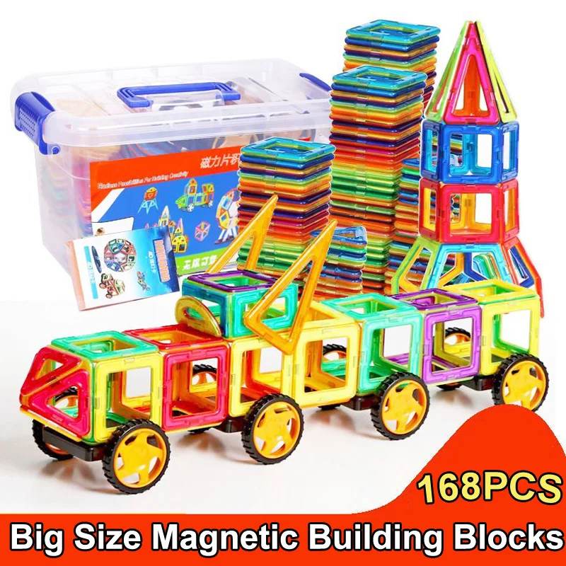 168pcs Designer Magnetic Blocks Big Size DIY Magnet Toys Pulling Building Assembled For Children Gifts | Игрушки и хобби