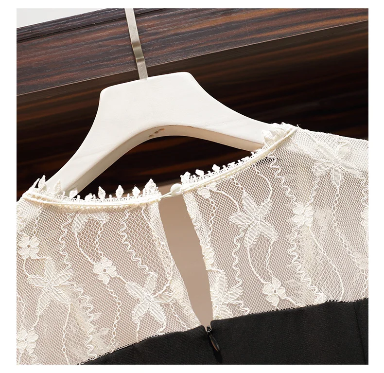 XL-5XL плюс Размеры Для женщин французский Винтаж A-Line платье осень сексуальное Белое, с кружевами, связанными крючком с длинными рукавами в стиле пэчворк женские платья