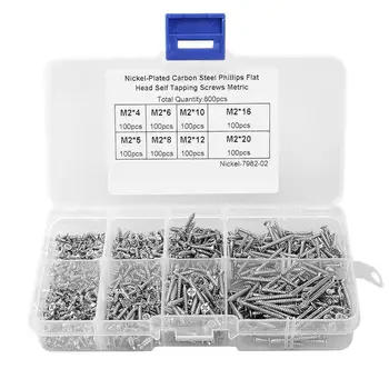

800Pcs/set Stainless Steel Self Tapping Screw Assorted Kit Lock Nut Wood New