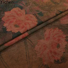 Цветок Винтаж натуральный шелк ткань лотоса Gambiered Guangdong Марля настоящий шелк подкладка для одежды халат 40 мм