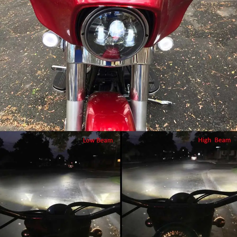 Круглый черный светодиодный проектор для мотоцикла 7 дюймов HID фара Harley налобный