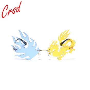 

New Personality Frameless Concave Sunglasses Men and Women Prom Party Dragon and Phoenix Glasses Fashionable Sunglasses Women