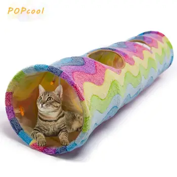 

Pet Tunnel Cat Toy Collapsible Kitten Tunnel Tube with Plush Interactive Balls 2 Holes for Small Pets Cat Puppy Ferrets Rabbit