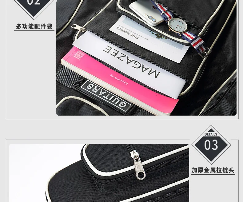 40/41 Inch Guitar Bag Fully Padded Waterproof Guitar Cover Case Soft Music Acoustic Classical Bag with Pock