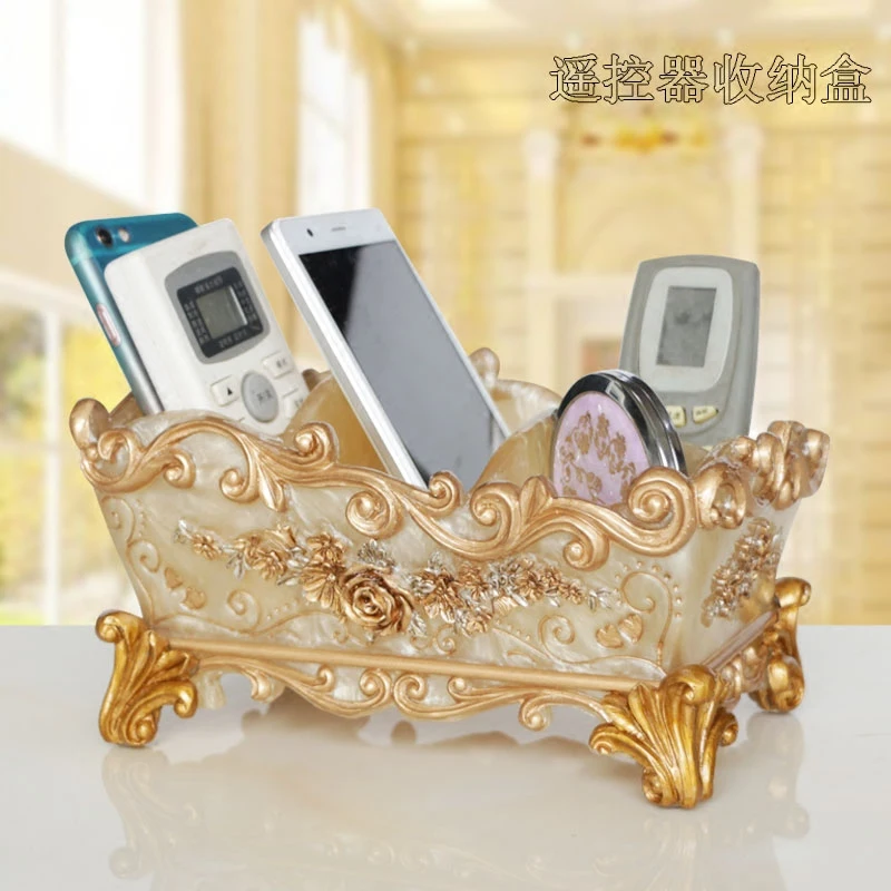 

Desktop remote control receives European-style household multi-function receipt cosmetics creative simple tea table storage box