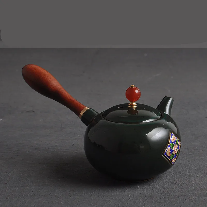 200ml Стиль керамический чайник с деревянной ручкой анти-скальдинг тепла чайный набор кунг-фу чайник бытовой Питьевая утварь WSHYUFEI - Цвет: 200ml