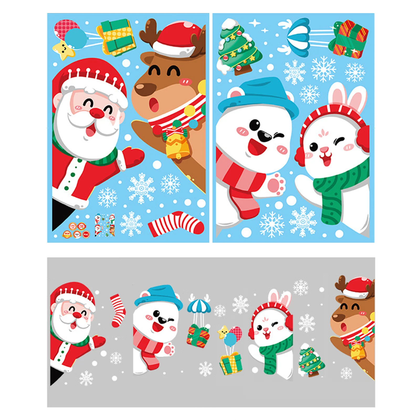 Christmas Merry Xmas Santa Claus Deers Snowflakes Window Glass Wall Stickers New 