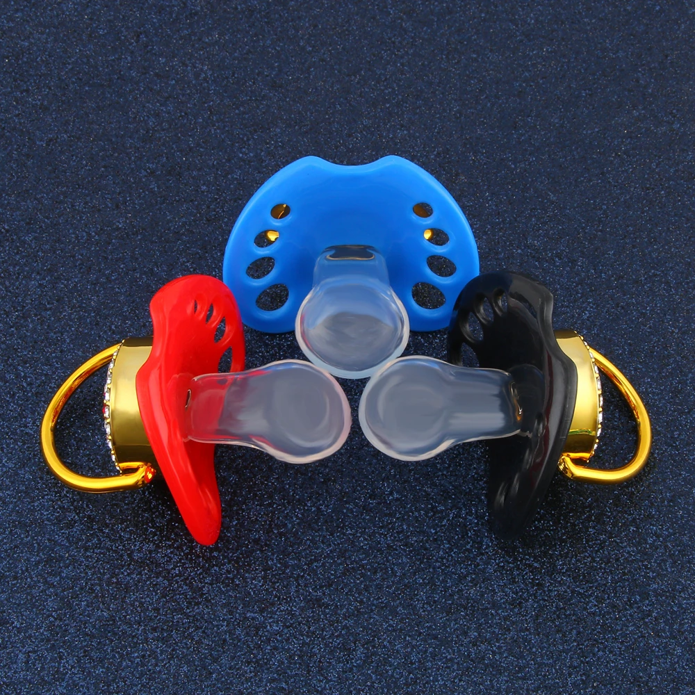 

2019 New Style Crown Bling Adults Pacifier Adult Sized Gem Pacifier Dummy ABDL Silicone Nipple Pacifier