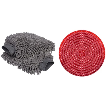 

3 Pcs Car Accessories: 1 Pcs 23.5Cm Car Wash Filter Red & 2 Pcs Car Cleaning Gloves Wash Glove