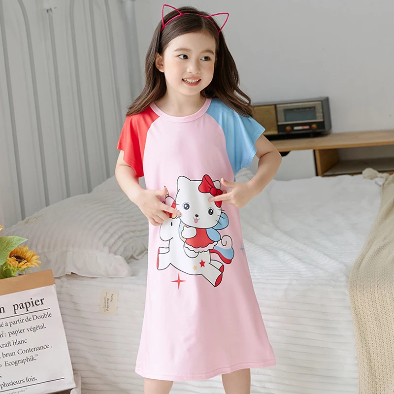 Pokemon Pikachu Nightdress Summer Cartoon Dresses for Girls Children's Dresses Sleepwear Baby Clothes Nightgown Kids Gift women's sleepwear baby dolls