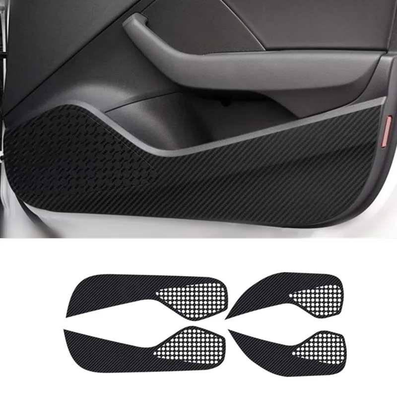 Car Door Anti Kick Pad Protection Decals For Audi A3 Q3 Q5 Q7 Carbon Fiber Stickers Auto Interior Accessories Car Door Anti Kick Pad Protection Decals For Audi A3 Q3 Q5 Q7 Carbon Fiber Stickers Auto Interior Accessories
