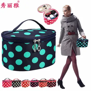 

2020 European and American Polka Dot Cosmetic Bag Polka Dot Lovely Travel Storage Bag Korean Velvet Portable Wash Bag