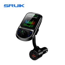 SRUIK, 1,77 дюймов, цветной экран, fm-передатчик, Bluetooth, для автомобиля, QC3.0, двойной USB, зарядное устройство, Bluetooth, радио передатчик, беспроводной модулятор