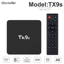 Docooler TX9S Android 9,0 ТВ приставка S912 Восьмиядерный 64 бит 2 ГБ/8 ГБ 2,4G WiFi и 1000M LAN 4K HD медиаплеер с пультом дистанционного управления