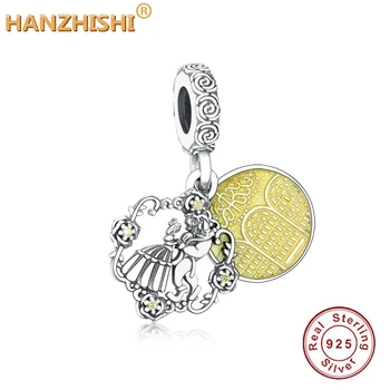 

925 Sterling Silver Flower Enamel Round Dangle Charms Fits Original Bracelet Necklace Silver Beads for Jewelry Making DIY Gift
