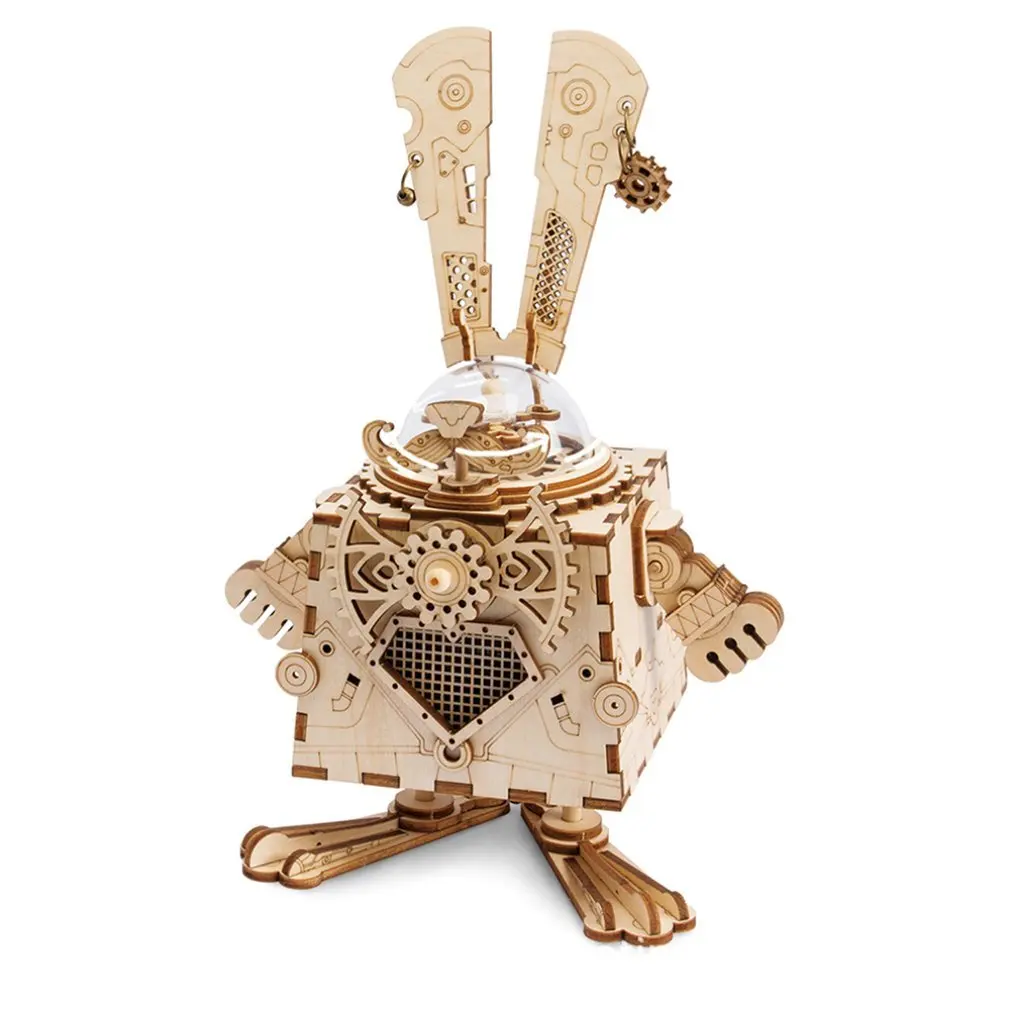 

Diy Creative Gifts 3D Wooden Music Box Mechanical Music Box Robot Home Decoration Punk Rabbit Crafts