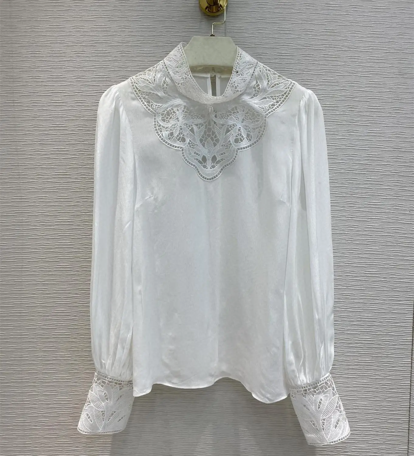 

France style women's elegant stand collar Shirts 2020 Spring runways High quality 100% SILK Shirt B663