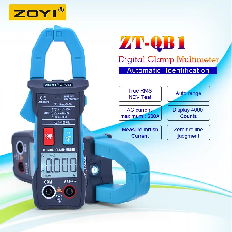 ZOYI ZT QB1 4000 отсчетов 600A клещи мультиметр True RMS пиковый диапазон Авто Диапазон AC/DC