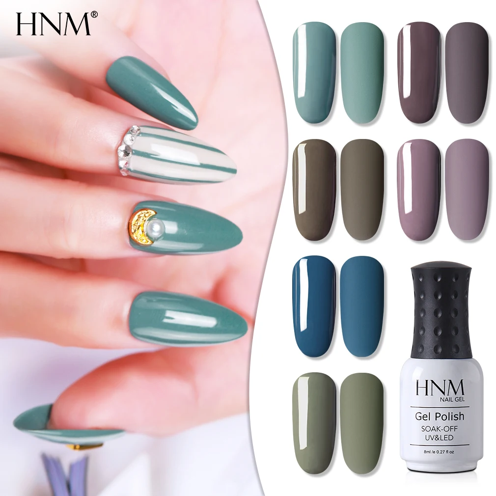 

HNM 8ml Vanilla Gray Color UV Gel Nail Polish Soak Off Varnish Nail Art Lacquer Enamel Semi Permanent Stamping Matt TopGellak