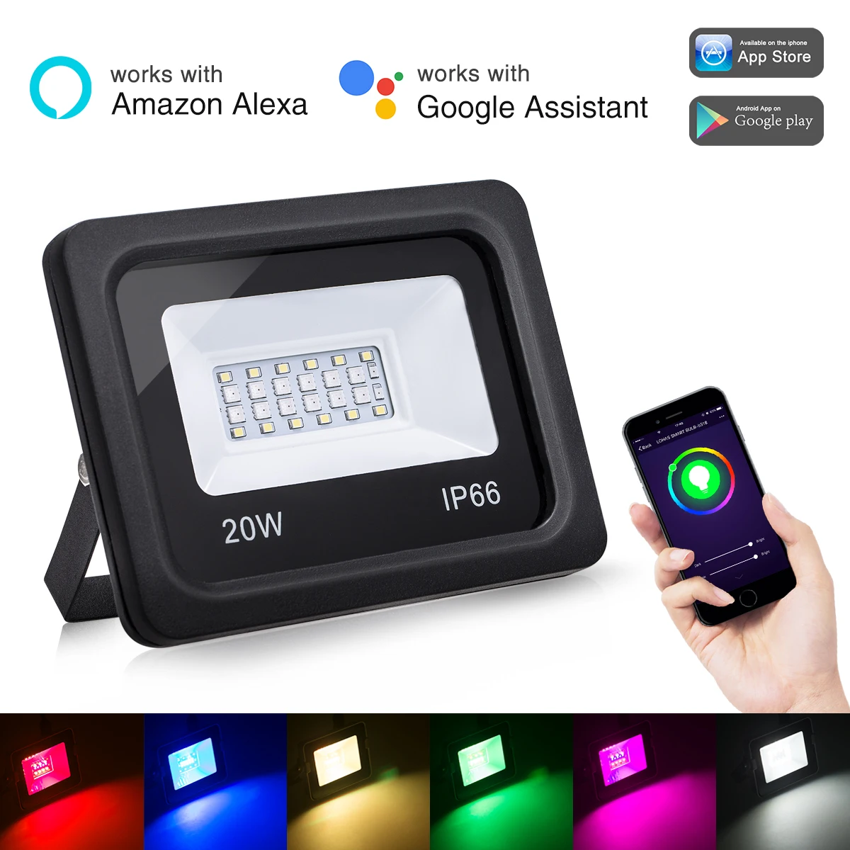 RGB прожексветильник с Wi Fi 20 Вт светодиодный водостойкий IP65 200 Вт|Прожекторы| |