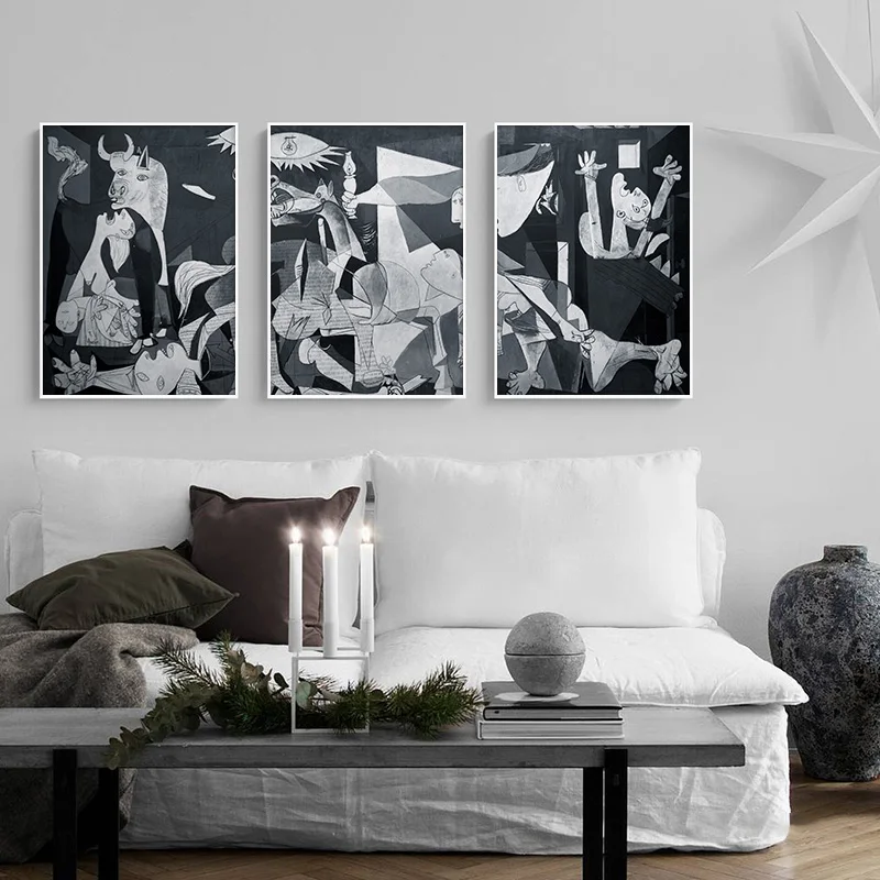

Picasso Famous Oil Painting Guernica Reproductions Canvas Art Poster Abstract Modernist Wall Picture Cuadros Home Decoration